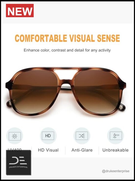 Polarized Aviator Sunglasses 3-Pack, UV Protection, Retro Double Bridge, Cruise main image 6
